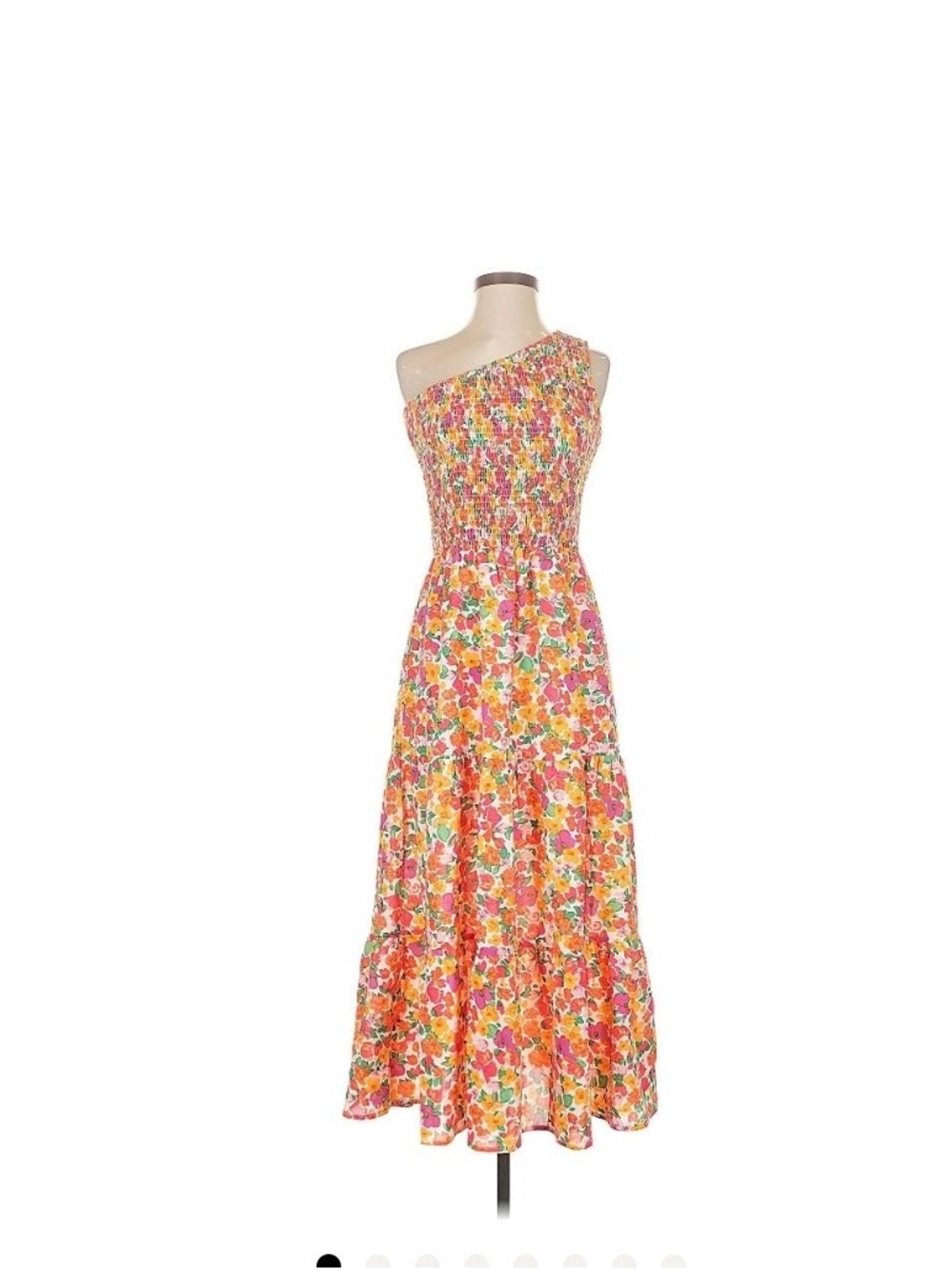 One-Shoulder Floral Maxi Dress in Multi-Color
